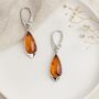 Sterling Silver Baltic Amber Teardrop Earrings, thumbnail 4 of 5