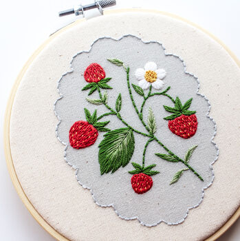 Strawberries On A Vine Beginner Embroidery Kit, Hand Embroidery, 2 of 5