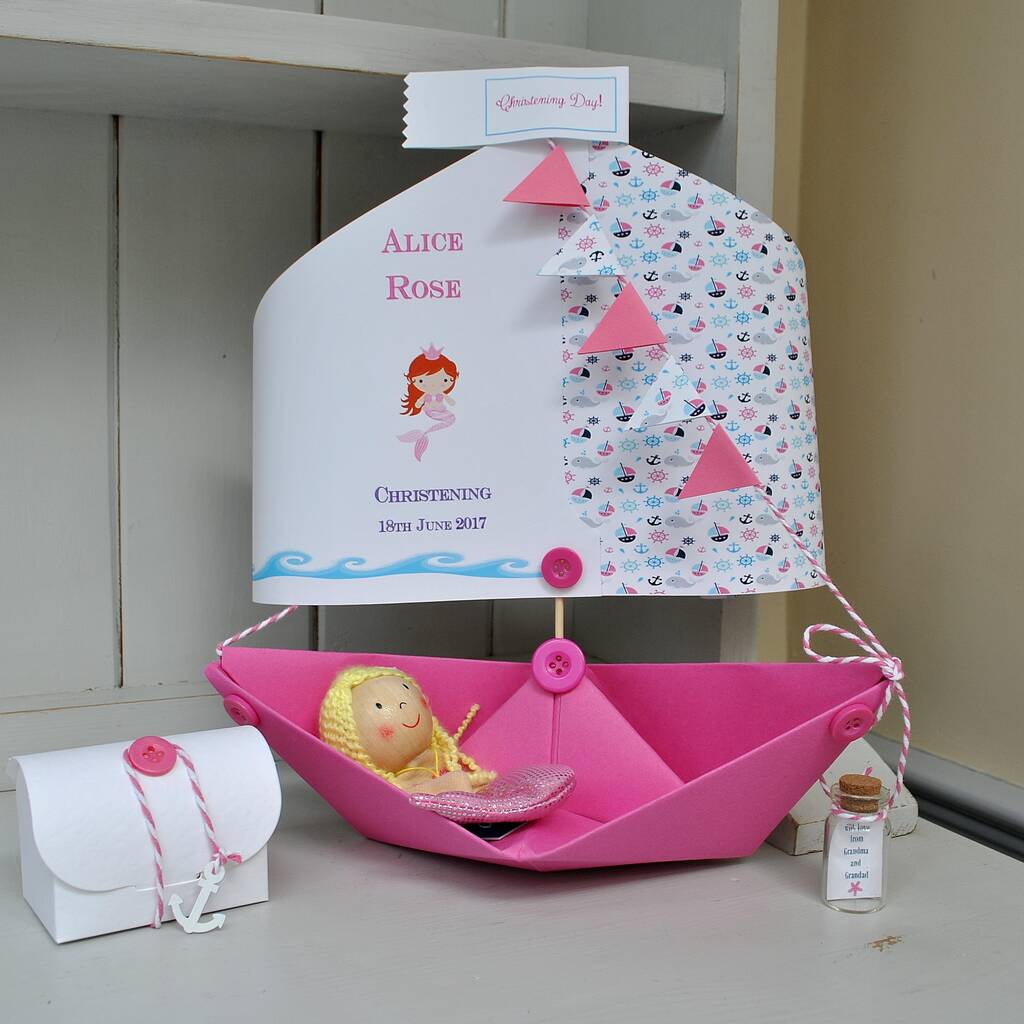 Christening Baptism Naming Day Paper Boat Keepsake Card By The Little