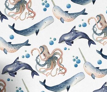Whale And Octopus Wrapping Paper Roll Or Folded, 2 of 3