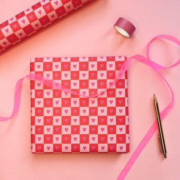 Luxury Checkered Heart, Valentine's Day Wrapping Paper, 9 of 9