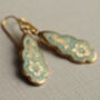 Turquoise Victorian Pansy Floral Drop Earrings, thumbnail 4 of 8