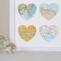Personalised Six Map Hearts Wedding Anniversary Print, thumbnail 8 of 9