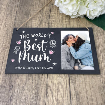 Personalised The World's Best Mum Slate Plaque 25cm, 3 of 5
