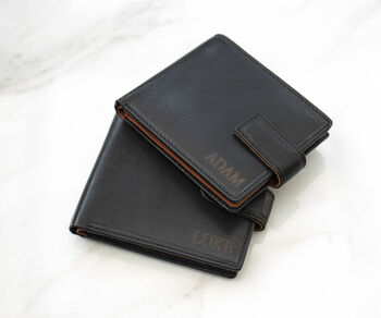 Personalised Men's Leather Wallet Trifold Rfid Gift, 8 of 8
