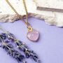 Gold Plated Heart Rose Quartz Gemstone Necklace, thumbnail 2 of 7