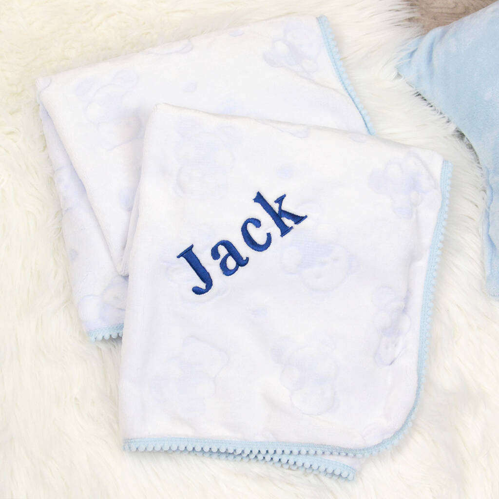 Personalised Blue Teddy Blanket By D Caro | notonthehighstreet.com