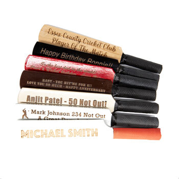 Personalised Wooden Mini Cricket Bat Engraved, 2 of 12