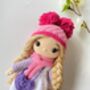 Organic Hand Knitted Doll With Cute Dress For Girls, thumbnail 10 of 12