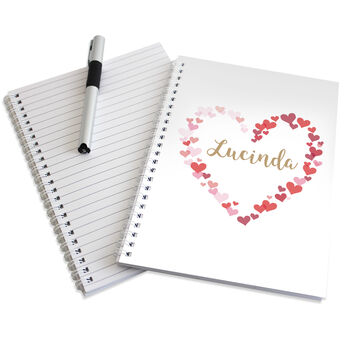 Personalised Confetti Hearts A5 Notebook, 4 of 4