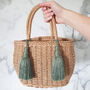 Boho Wicker Tassel Tote Summer Bag, thumbnail 4 of 12