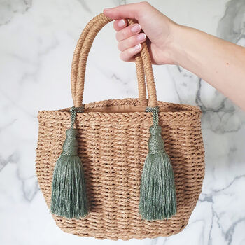 Boho Wicker Tassel Tote Summer Bag, 4 of 12