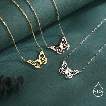 Delicate Cut Out Butterfly Pendant Necklace In Sterling Silver, 7 of 12