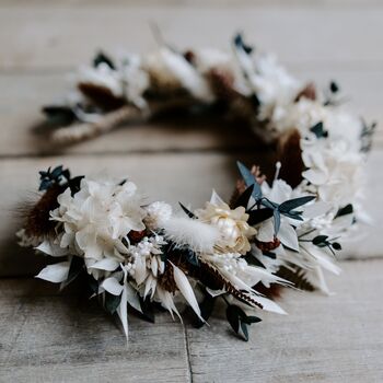 Maya Boho Bridal Dried Flower Crown Wedding Headband, 6 of 6