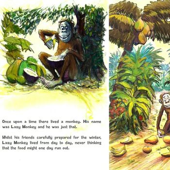 Fun Reading With Lazy Monkey Book | Fable For Kids, 4 of 6