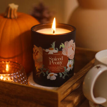 Illustrated Soy Wax Candle Spiced Peony 300ml, 3 of 3