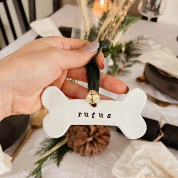Personalised Dog Bone Bauble Tree Decoration, 2 of 3