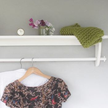 Vintage Styled Wooden Clothes Rail With Top Shelf, 5 of 8