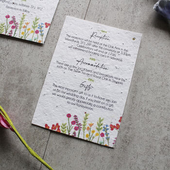 Wildflower Recycled Paper Plantable Wedding Invitations, 6 of 12