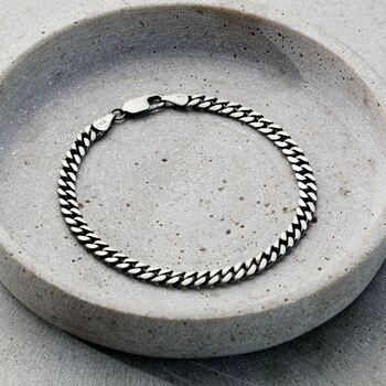 Men's Silver Curb Chain Bracelet, 2 of 4
