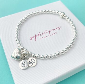 Personalised 50th Birthday Bracelet With Heart, 2 of 5