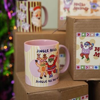 Jingle Bells Mug – Fun Santa And Reindeer Cup, 3 of 3
