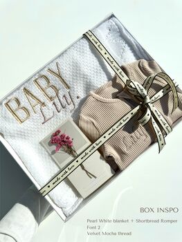 Personalised Blanket + Zip Romper Baby Gift Set Box Birthday, 3 of 11