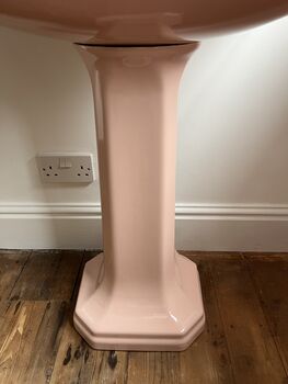 Vintage Pink Twyfords Standard Pedestal Bathroom Sink, 5 of 12