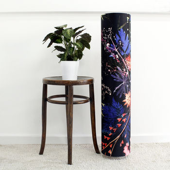 Deep Blue With Bright Botanicals Meter High Floor Lamp, 3 of 3