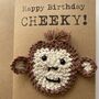 Cheeky Monkey Crochet Birthday Card Handmade, thumbnail 3 of 9
