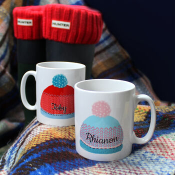 Personalised Woolly Hats Set Of Two Mugs, 6 of 7