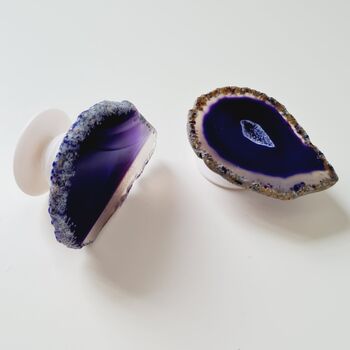 Purple Agate Stone Phone Holder Grip, 3 of 4