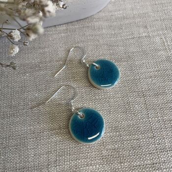 Handmade Turquoise Dot Earrings Silver Plated, 6 of 7