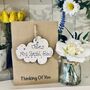 Personalised Thinking Of You Cloud Wooden Keepsake Card, thumbnail 1 of 2