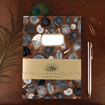 Ammonoidea Fossil Print A5 Lined And Plain Notebook Set, 4 of 7