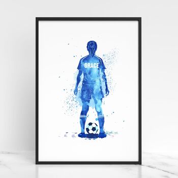 Personalised Girl Footballer Splatter Print, 2 of 3