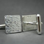 Bark Textured Personalised Recycled Silver Cufflinks, thumbnail 3 of 6