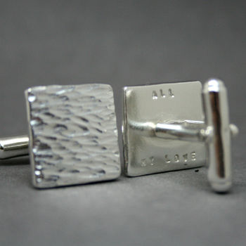 Bark Textured Personalised Recycled Silver Cufflinks, 3 of 6