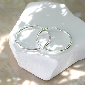 Sterling Silver Creole Hoop Earrings, 2 of 6