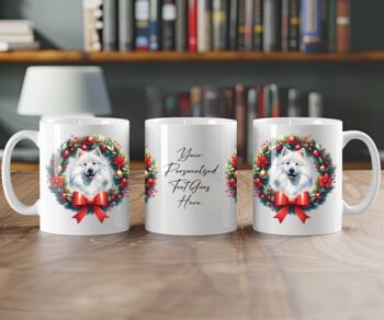 Personalised Samoyed Christmas Wreath Dog Mug, 2 of 2