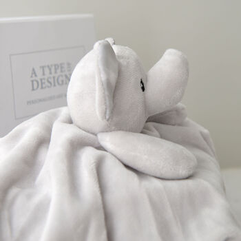 Personalised Grey Elephant Baby Comforter, 3 of 5