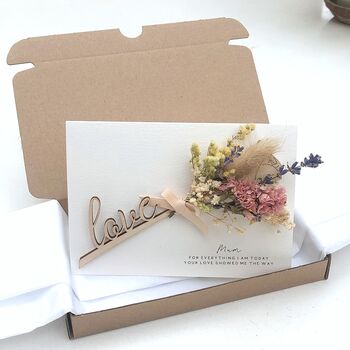 Mothers Day Wooden Stem Dried Flower Letterbox Gift Box Card, 8 of 10