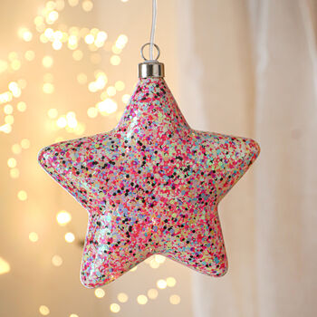 Hanging Pink Glitter LED Star Light, 2 of 4