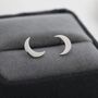Crescent Moon Stud Earrings In Sterling Silver, thumbnail 3 of 12