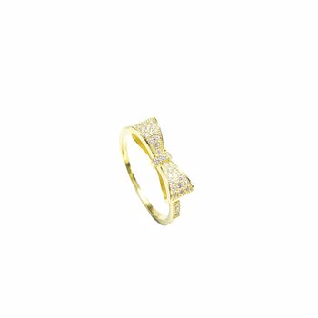 Bow Band Cz Rings, Rose Or Gold Vermeil 925 Silver, 2 of 9