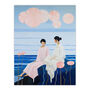 Seashore Chat Friendship Pink Blue Wall Art Print, thumbnail 6 of 6