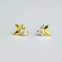 Gold Colour Sterling Silver Pointed Crystal Stud Earrings, thumbnail 3 of 5