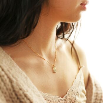 Tiny Hammered Tarot Card Pendant Necklace, 4 of 11