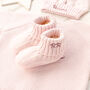 Toffee Moon Cream Pointelle Baby Blanket And Booties Set, thumbnail 6 of 12