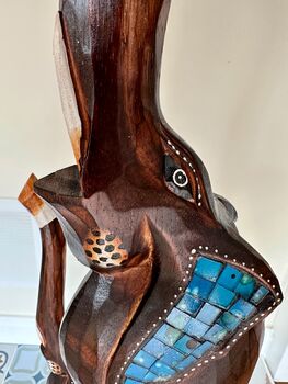 1m Hand Carved Mother And Baby Elephant Ornament, 8 of 10